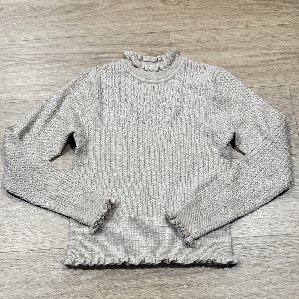 Promesa Cream Knit Sweater with Ruffle Detail